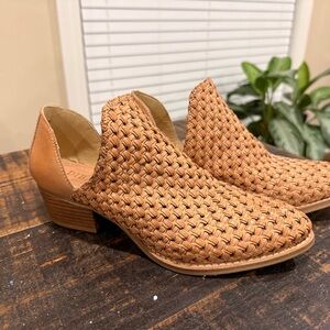 Diba Tribe Tan Woven Leather Ankle Boots